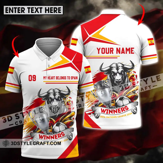 Unisex Shirt - Custom Name And Number Shirt, My Heart Belongs To Spain style option 1