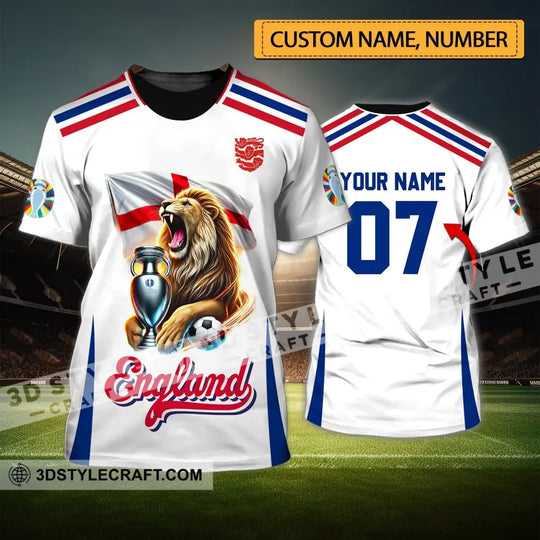Unisex Shirt - Custom Name And Number Shirt, National Team Euro 2024 Lion England style option 1