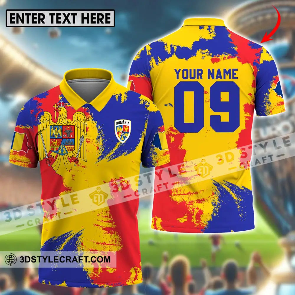 Unisex Shirt - Custom Name And Number National Team Flag Color Romania T-Shirt