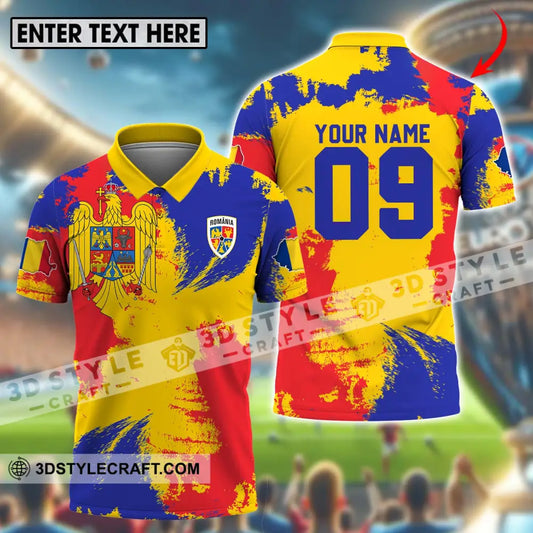 Unisex Shirt - Custom Name And Number National Team Flag Color Romania T-Shirt