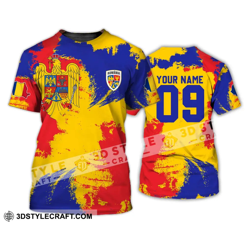 Unisex Shirt - Custom Name And Number National Team Flag Color Romania T-Shirt / S T-Shirt