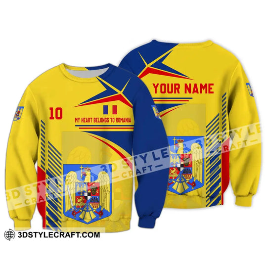 Unisex Shirt - Custom Name And Number National Team Shirt, My Heart Belongs To Romania style option 4
