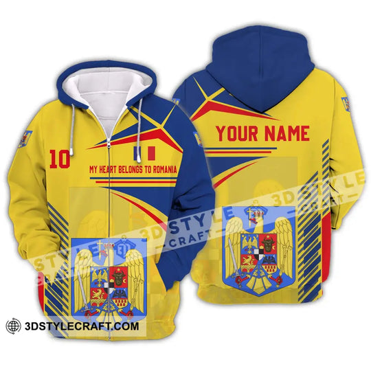 Unisex Shirt - Custom Name And Number National Team Shirt, My Heart Belongs To Romania style option 2