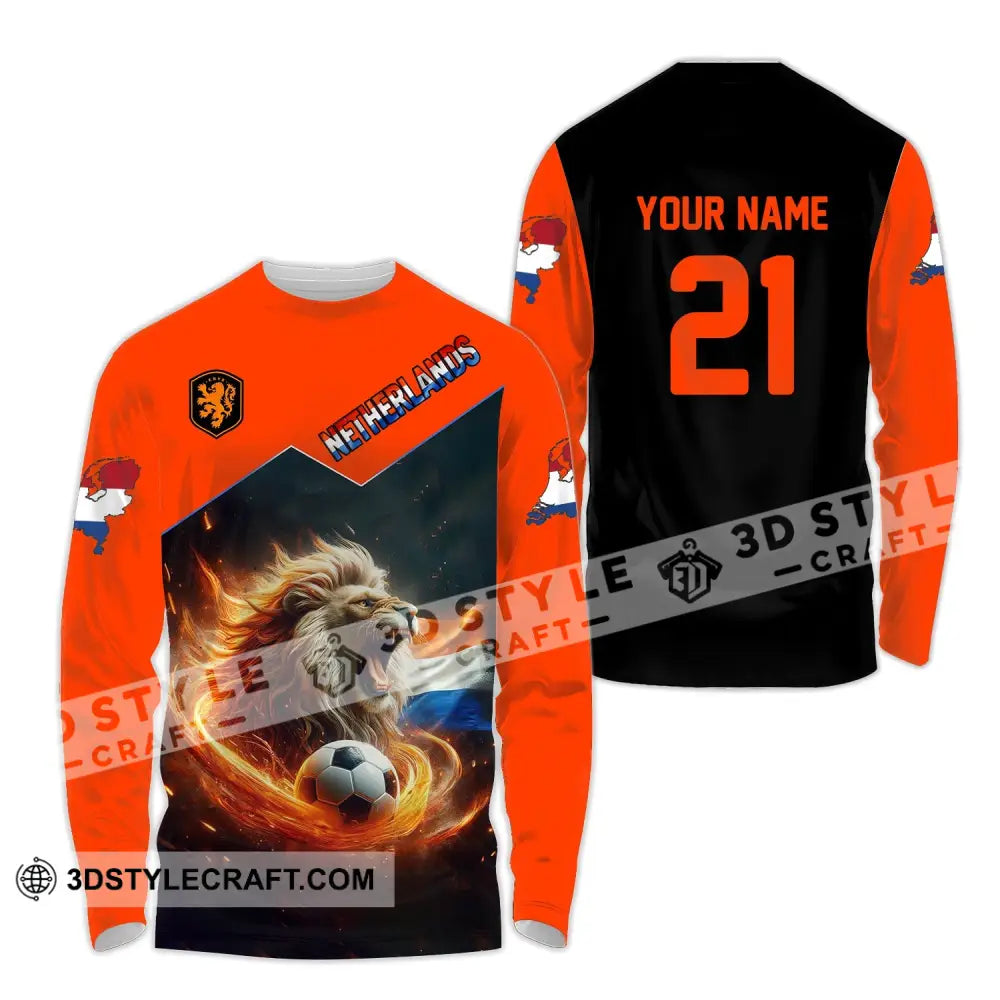 Unisex Shirt - Custom Name And Number National Team Netherlands Long Sleeve / S T-Shirt