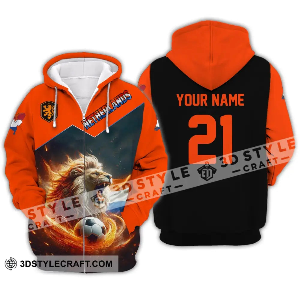 Unisex Shirt - Custom Name And Number National Team Netherlands Zipper Hoodie / S T-Shirt