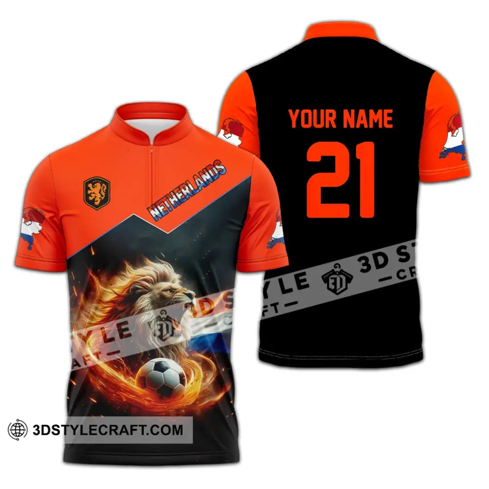 Unisex Shirt - Custom Name And Number National Team Netherlands Zipper Polo / S T-Shirt