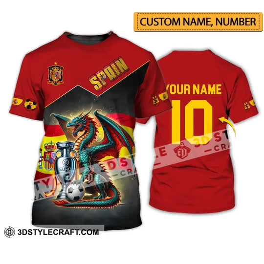 Unisex Shirt - Custom Name And Number National Team Shirt, Spain Heart Ball Fly Dragon style option 1