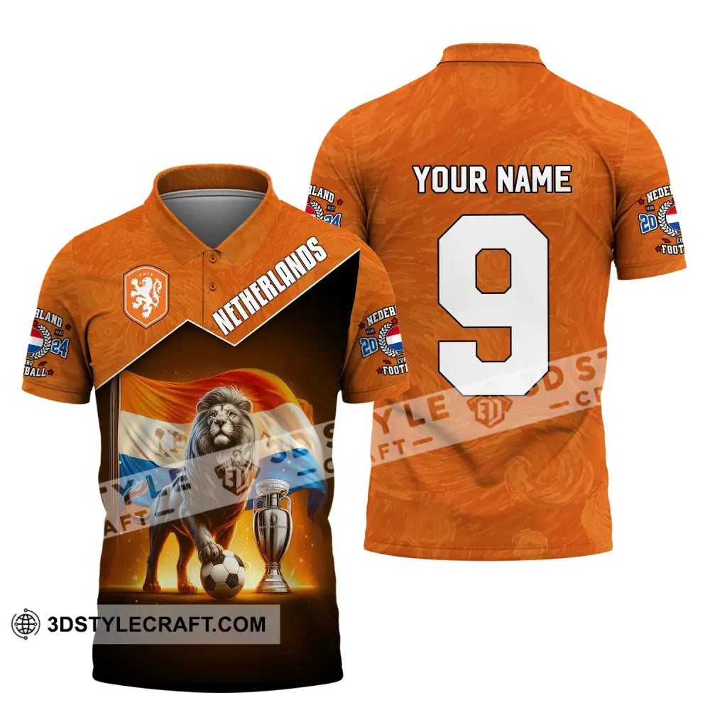 Unisex Shirt Custom Name And Number Netherlands Euro 2024 Football Polo Long Sleeve / S T-Shirt