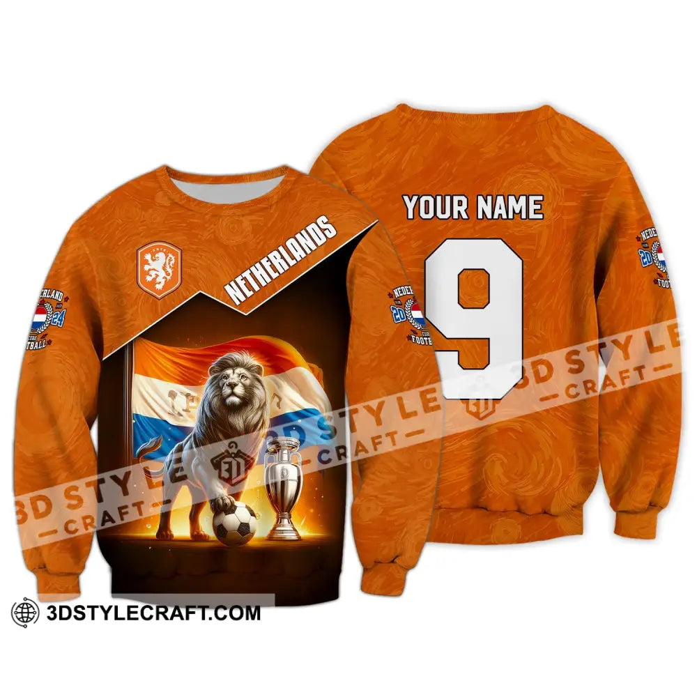 Unisex Shirt Custom Name And Number Netherlands Euro 2024 Football Polo Long Sleeve / S T-Shirt