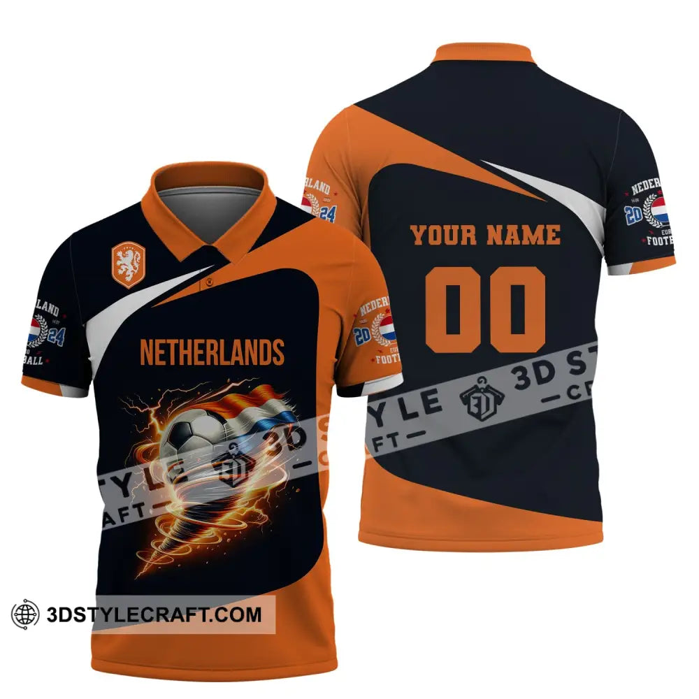 Unisex Shirt Custom Name And Number Netherlands Euro 2024 Football Polo Long Sleeve / S T-Shirt