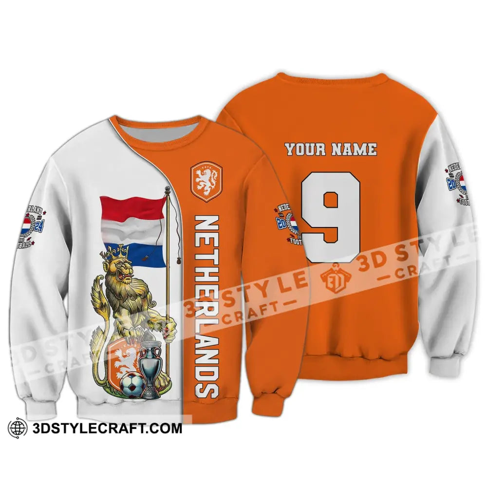 Unisex Shirt Custom Name And Number Netherlands Euro 2024 Football Polo Long Sleeve / S T-Shirt