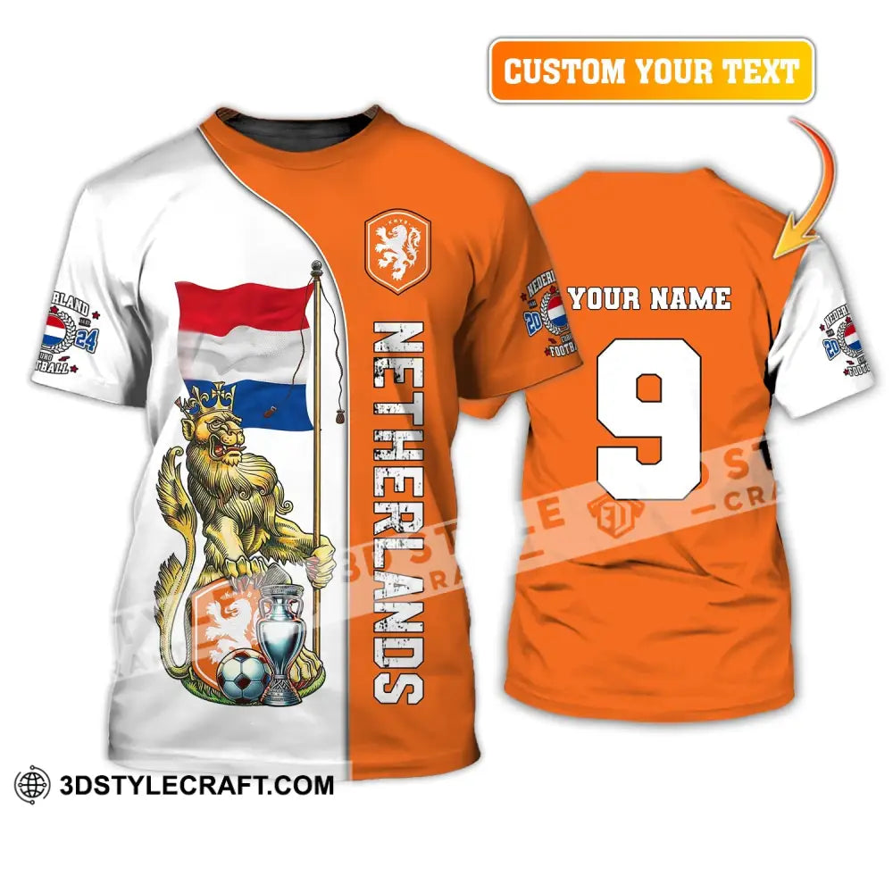 Unisex Shirt Custom Name And Number Netherlands Euro 2024 Football Polo Long Sleeve T-Shirt