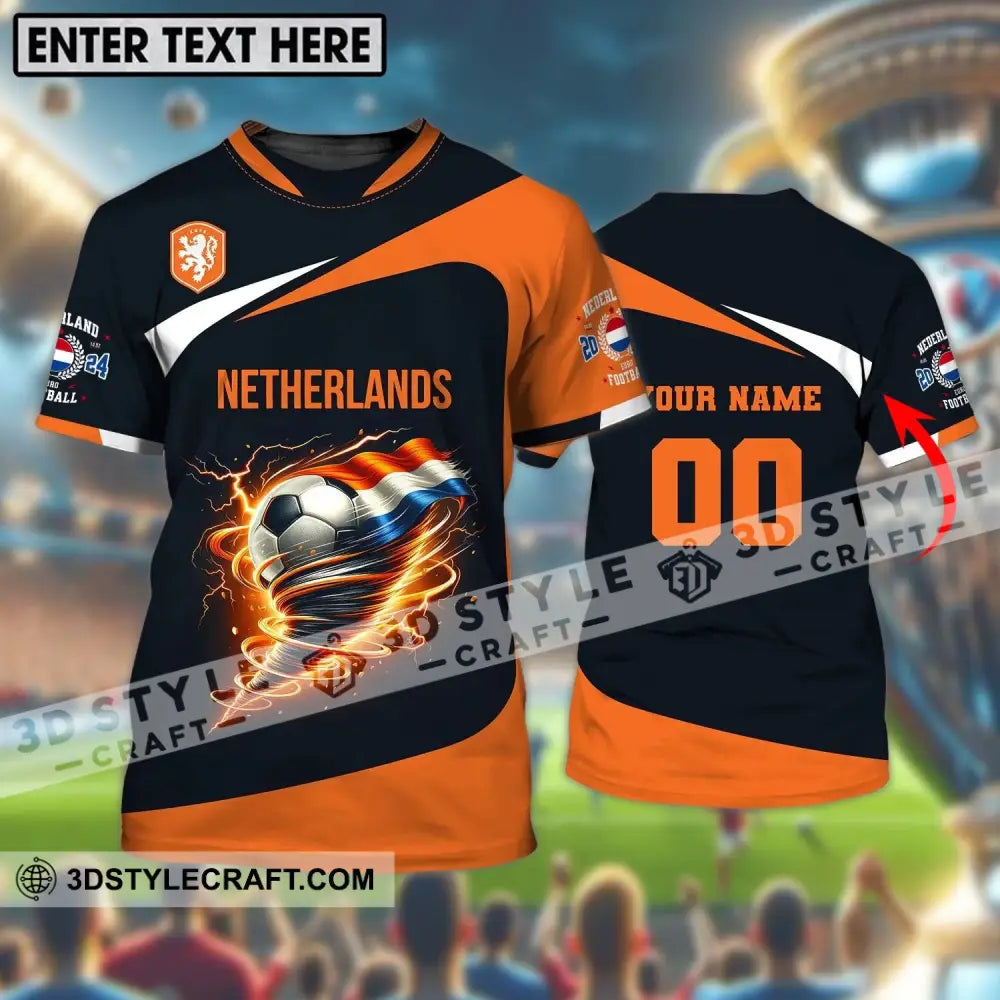 Unisex Shirt Custom Name And Number Netherlands Euro 2024 Football Polo Long Sleeve T-Shirt