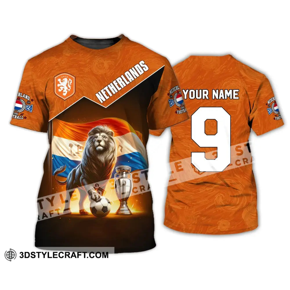 Unisex Shirt Custom Name And Number Netherlands Euro 2024 Football Polo Long Sleeve T-Shirt / S