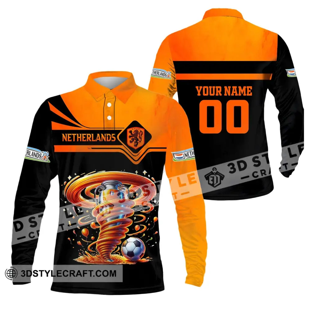 Unisex Shirt Custom Name And Number Netherlands Football Polo Long Sleeve / S T-Shirt