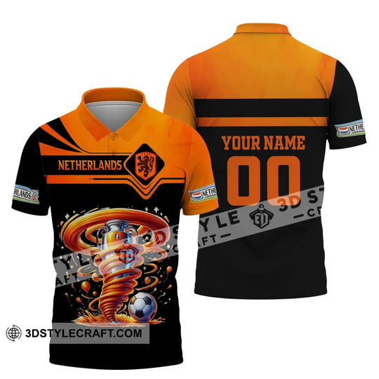 Unisex Shirt, Custom Name and Number Netherlands Football Shirt, Netherlands Football Polo Long Sleeve style option 4