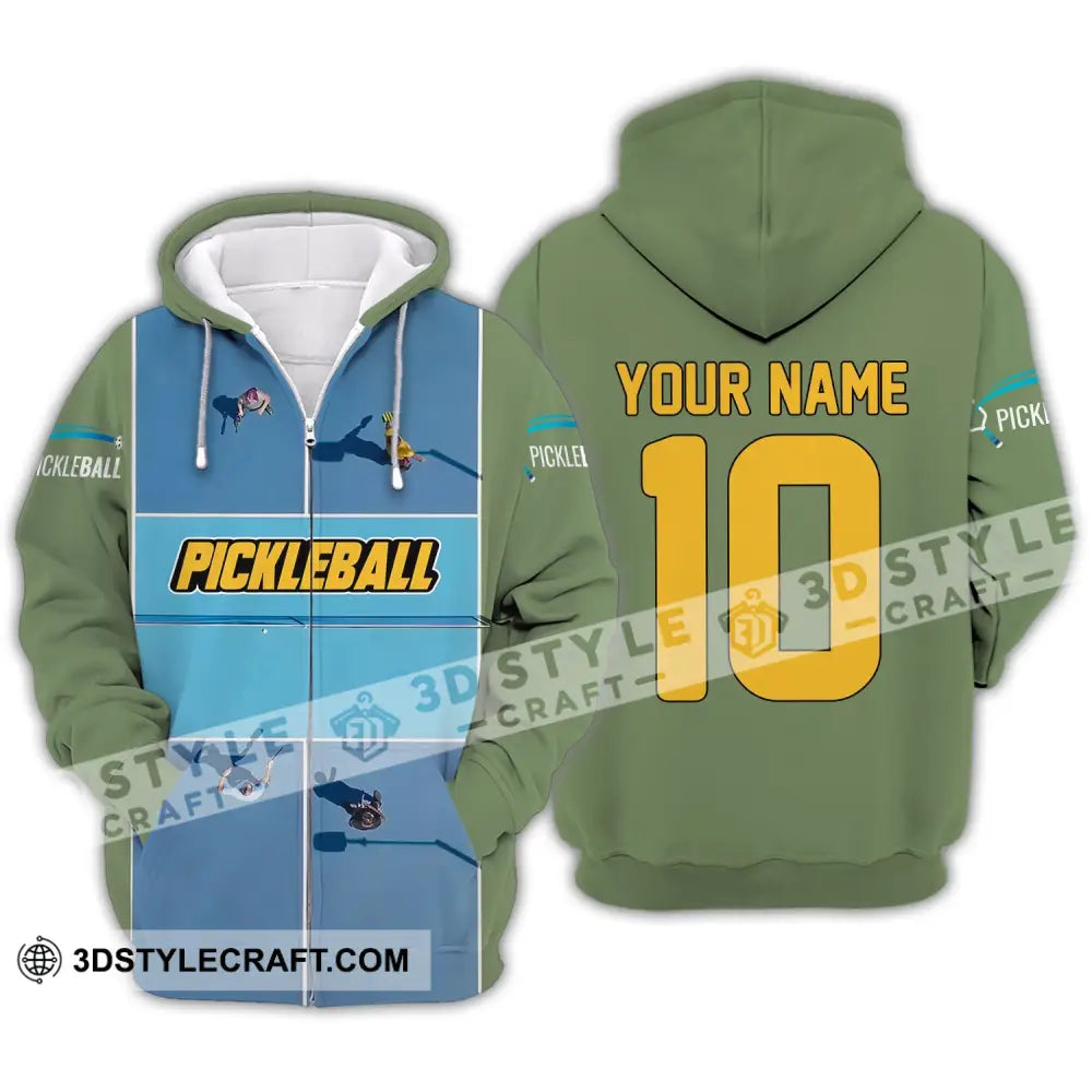 Unisex Shirt Custom Name And Number Pickleball T-Shirt For Club Gift Players Zipper Hoodie / S