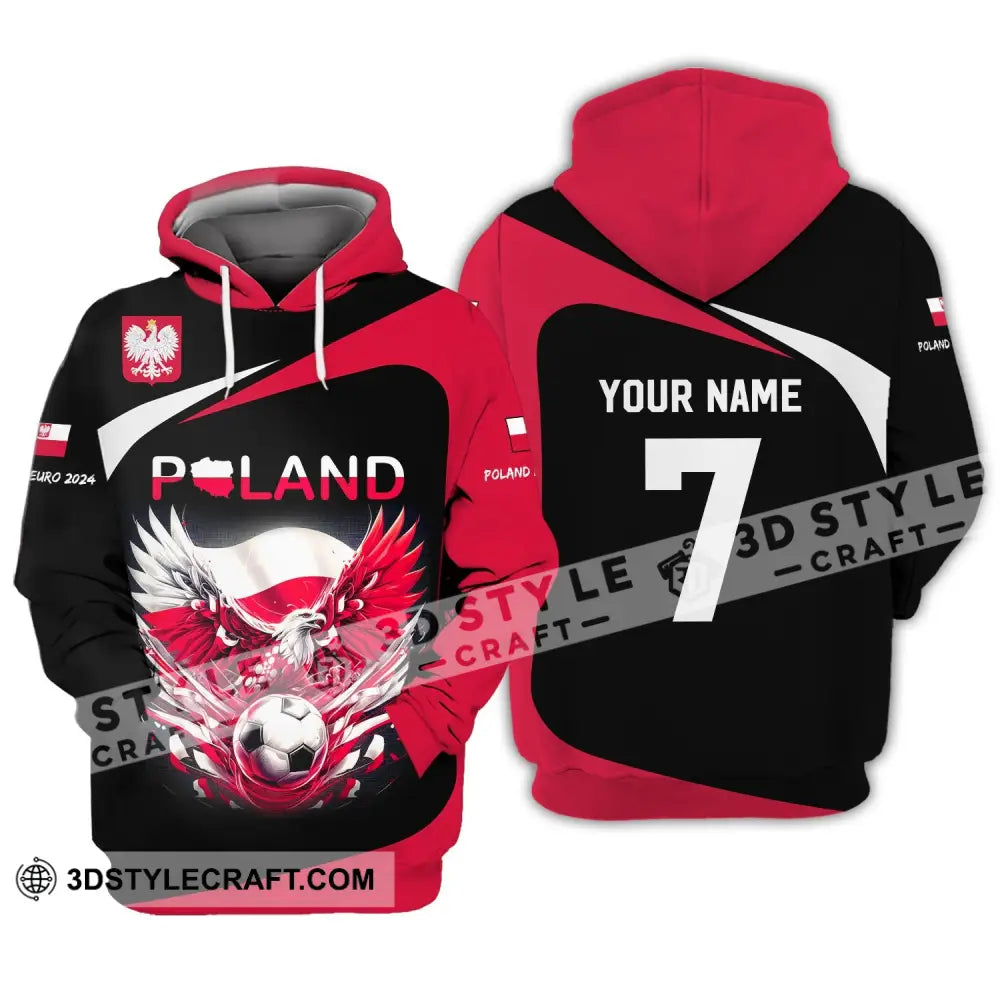 Unisex Shirt Custom Name And Number Poland Football 2024 Polo Long Sleeve Hoodie / S T-Shirt