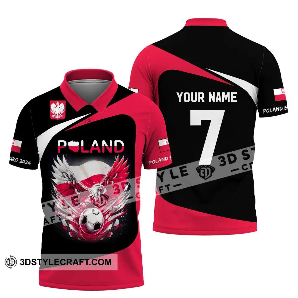 Unisex Shirt Custom Name And Number Poland Football 2024 Polo Long Sleeve / S T-Shirt