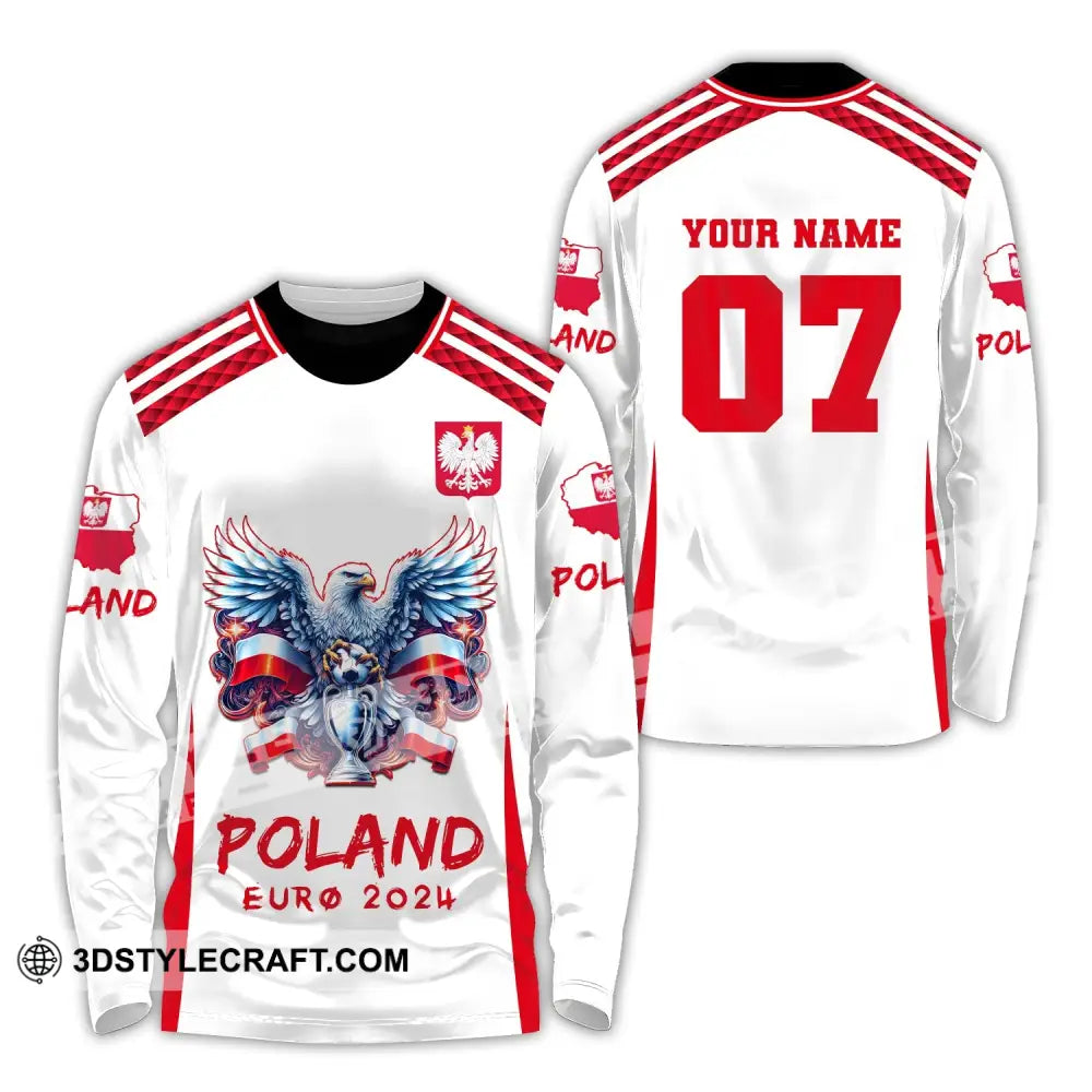 Unisex Shirt Custom Name And Number Poland Football 2024 Polo Long Sleeve / S T-Shirt