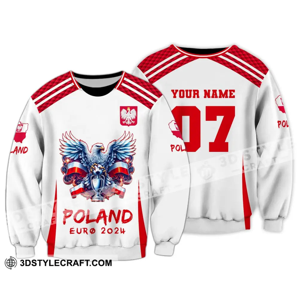 Unisex Shirt Custom Name And Number Poland Football 2024 Polo Long Sleeve / S T-Shirt