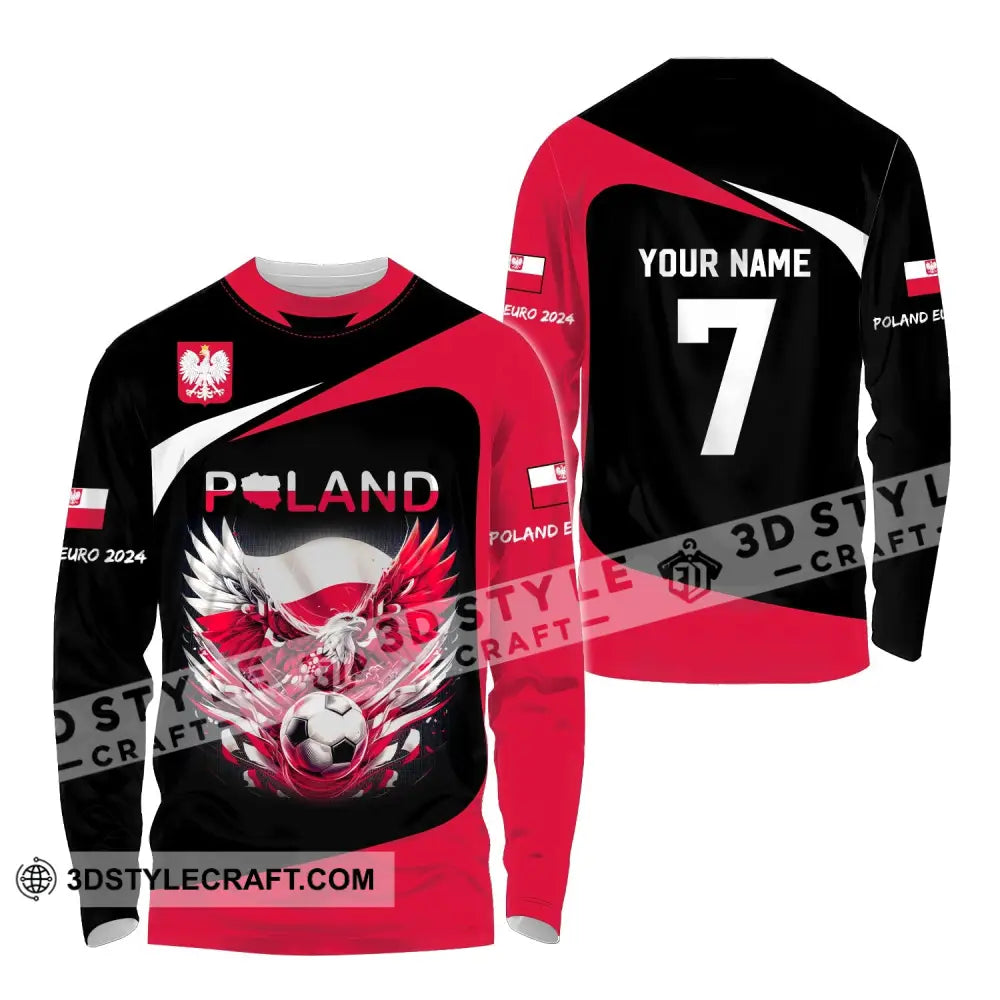 Unisex Shirt Custom Name And Number Poland Football 2024 Polo Long Sleeve / S T-Shirt