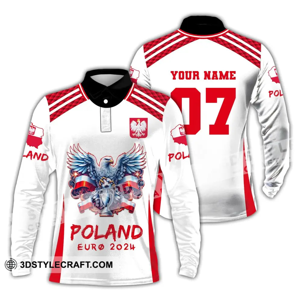 Unisex Shirt Custom Name And Number Poland Football 2024 Polo Long Sleeve / S T-Shirt