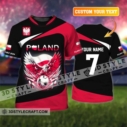 Unisex Shirt, Custom Name and Number Poland Football Shirt, Poland 2024 Shirt, Poland Football Polo Long Sleeve style option 1