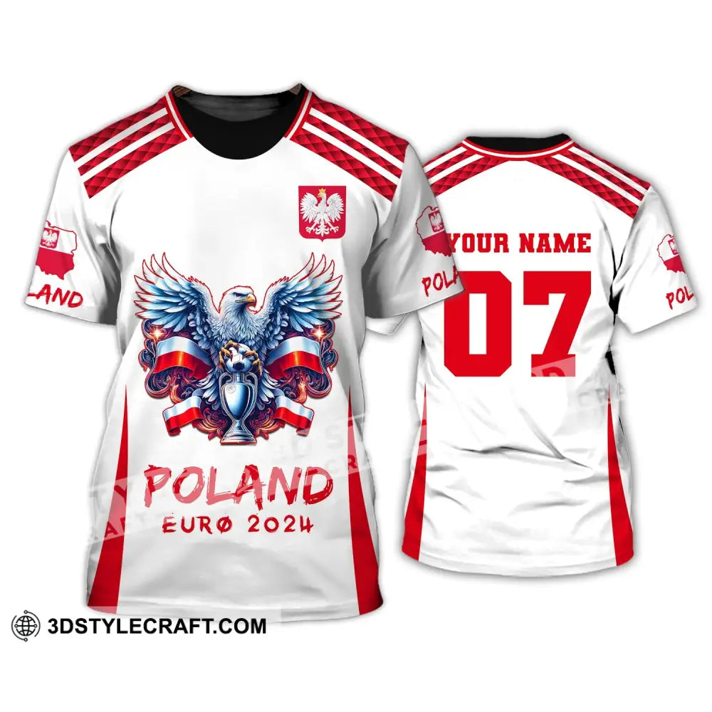 Unisex Shirt Custom Name And Number Poland Football 2024 Polo Long Sleeve T-Shirt / S