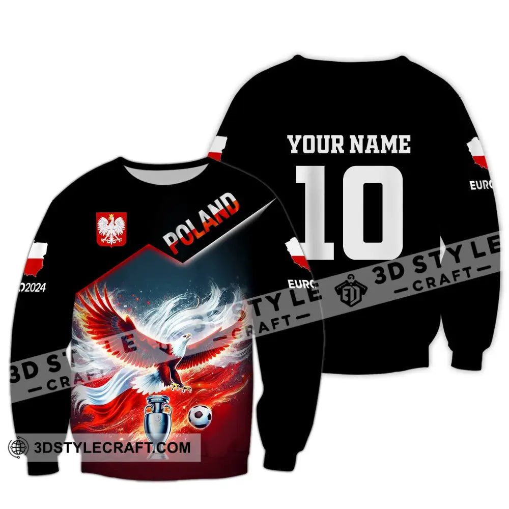 Unisex Shirt Custom Name And Number Poland Football Polo Euro 2024 Hoodie Long Sleeve / S T-Shirt