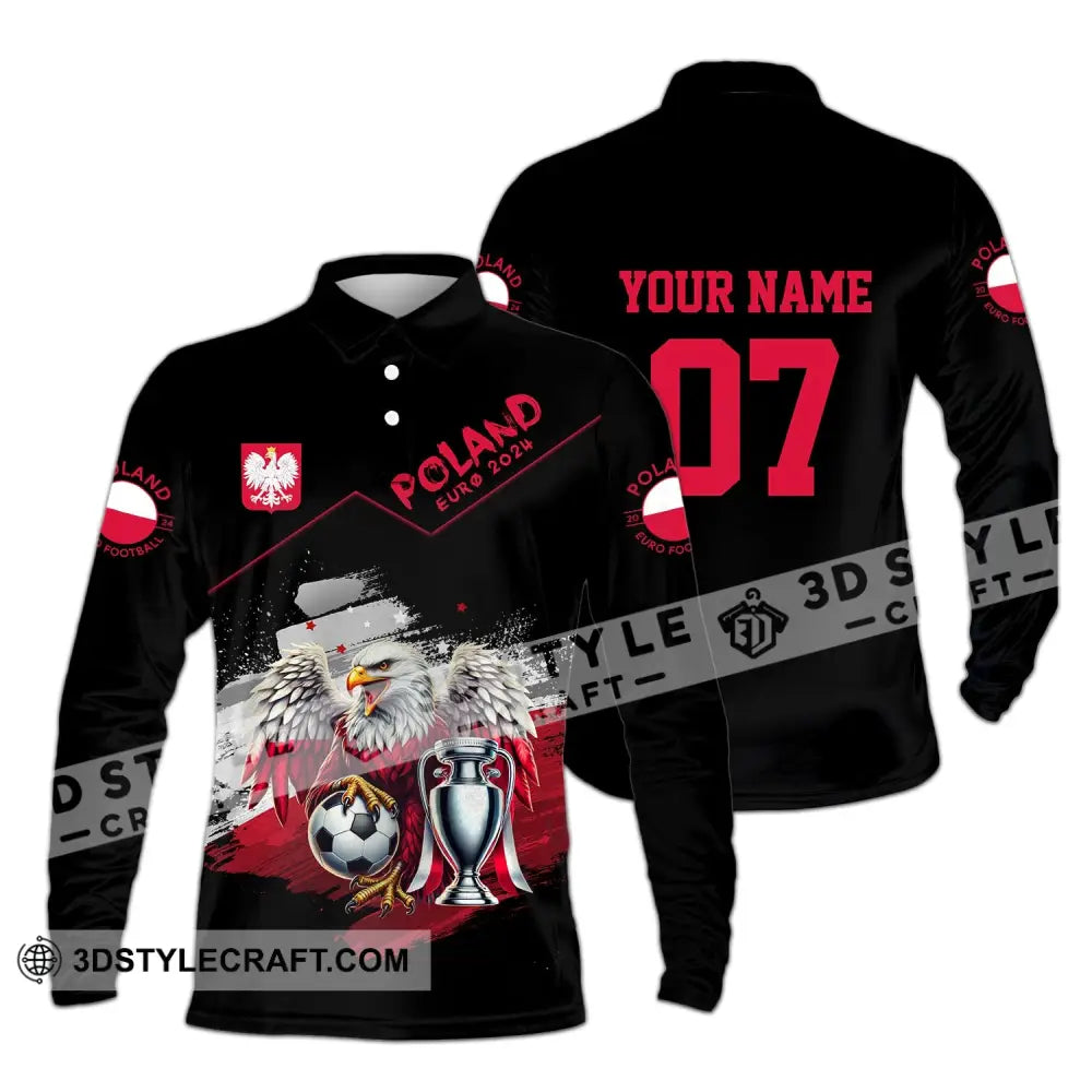 Unisex Shirt - Custom Name And Number Poland National Team Euro 2024 Long Sleeve Polo / S T-Shirt