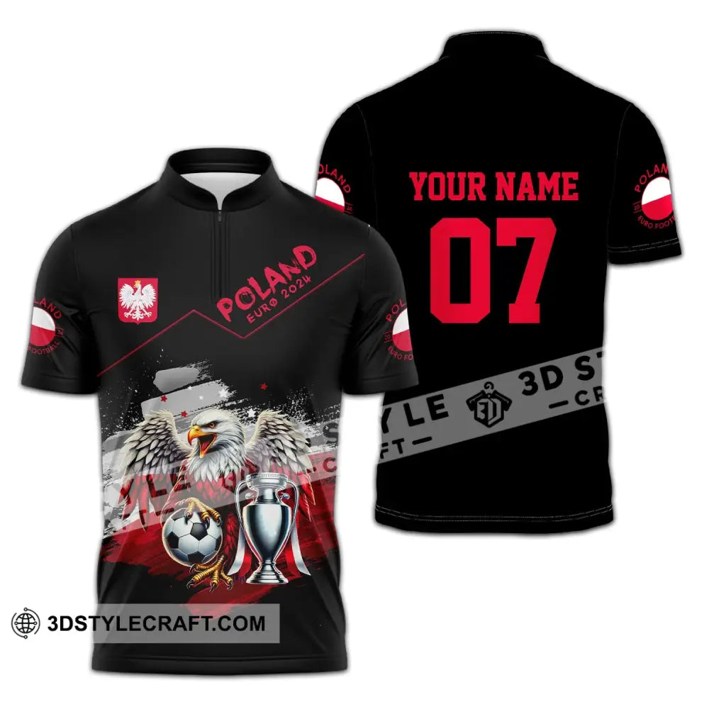 Unisex Shirt - Custom Name And Number Poland National Team Euro 2024 Zipper Polo / S T-Shirt