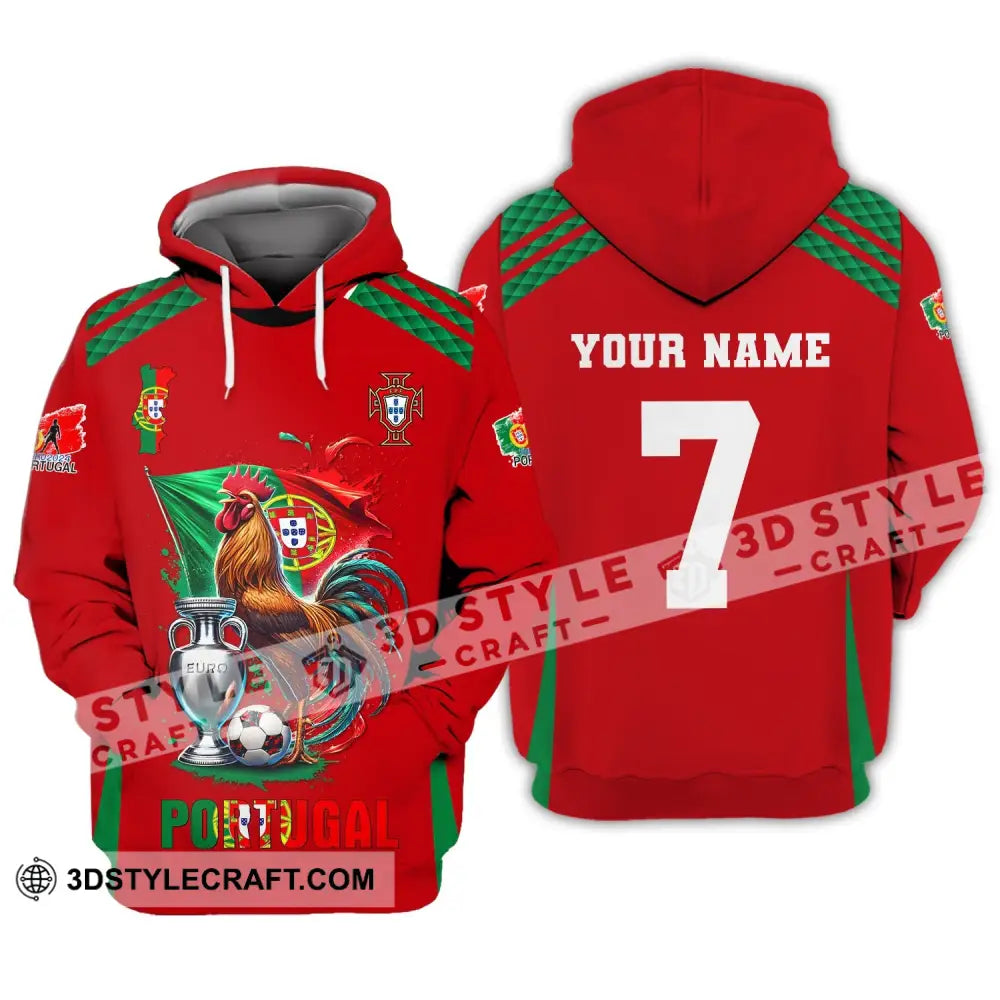 Unisex Shirt Custom Name And Number Portugal Euro 2024 Football Polo Long Sleeve Hoodie / S T-Shirt