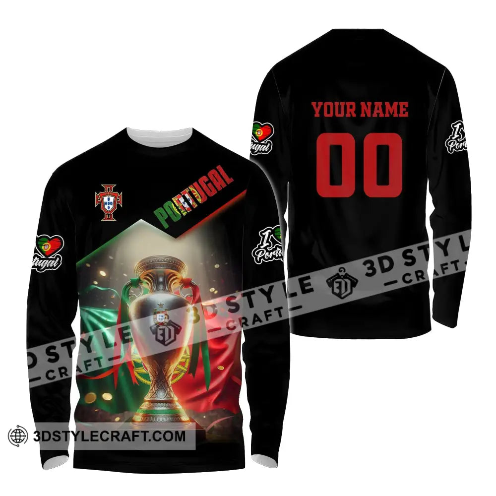 Unisex Shirt Custom Name And Number Portugal Euro 2024 Football Polo Long Sleeve / S T-Shirt