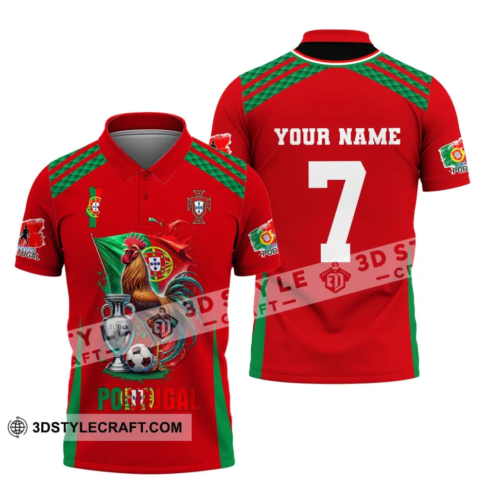 Unisex Shirt Custom Name And Number Portugal Euro 2024 Football Polo Long Sleeve / S T-Shirt