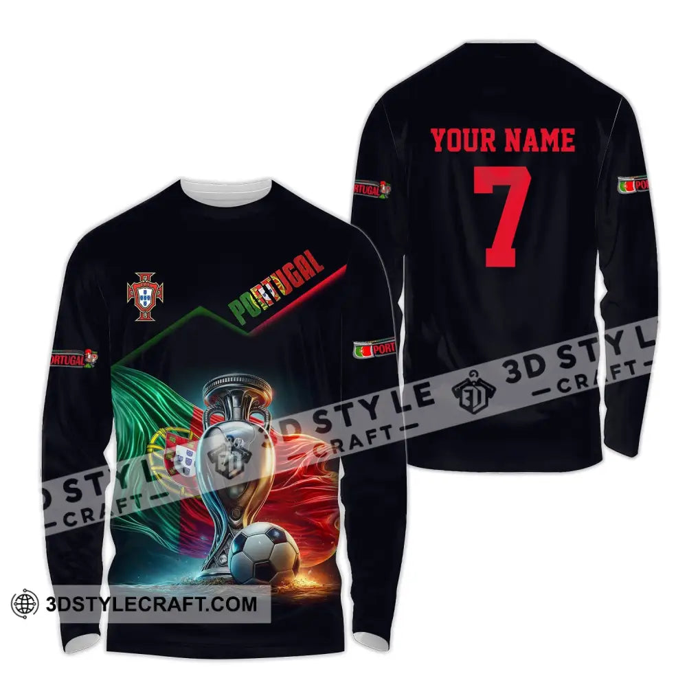 Unisex Shirt - Custom Name And Number Portugal Euro 2024 Team Long Sleeve / S T-Shirt