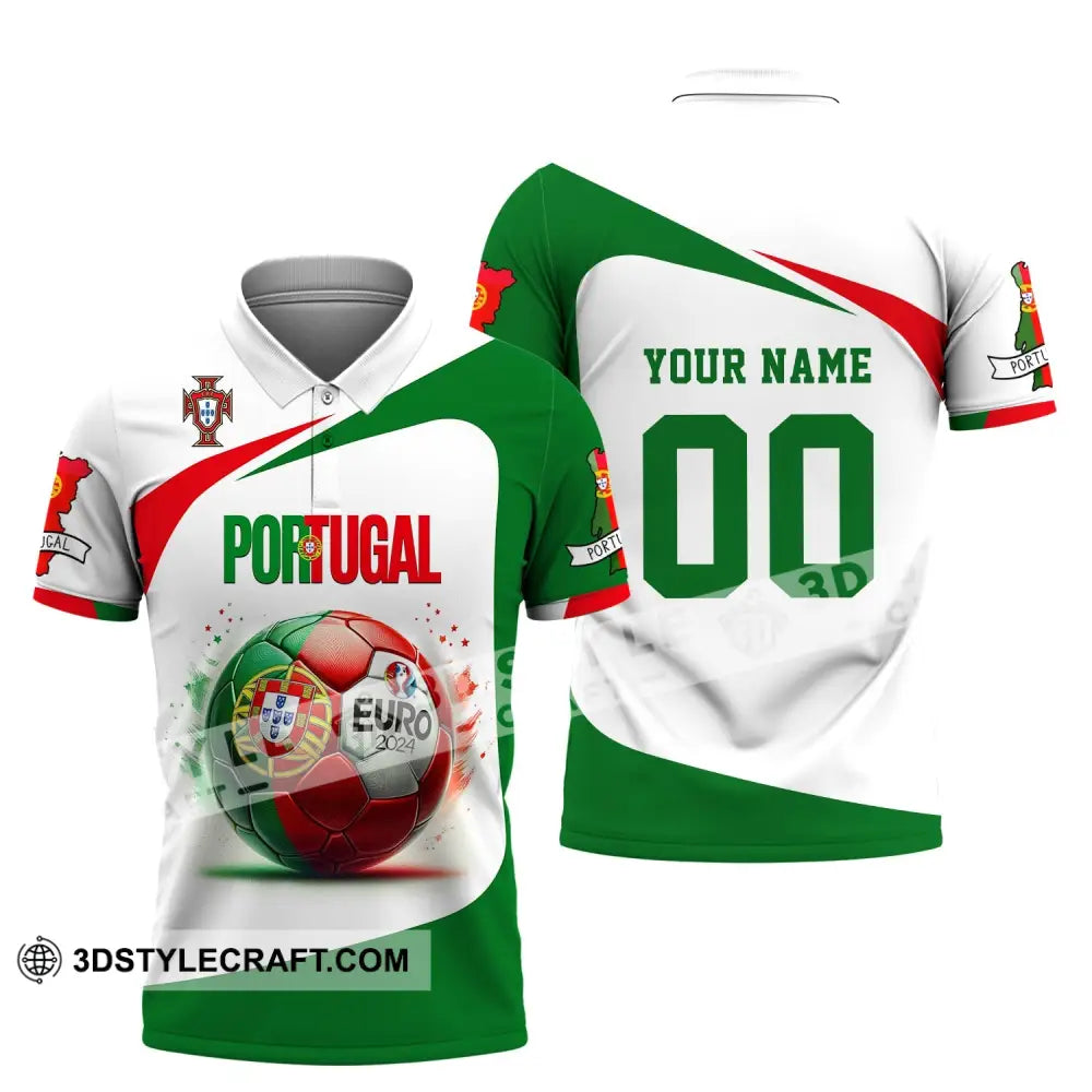 Unisex Shirt Custom Name And Number Portugal Football Euro 2024 Polo Long Sleeve / S T-Shirt