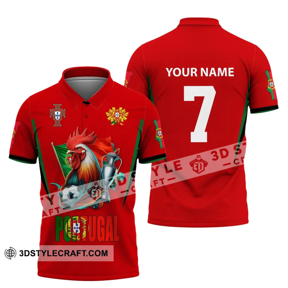 Unisex Shirt Custom Name And Number Portugal Football Euro 2024 Polo Long Sleeve / S T-Shirt