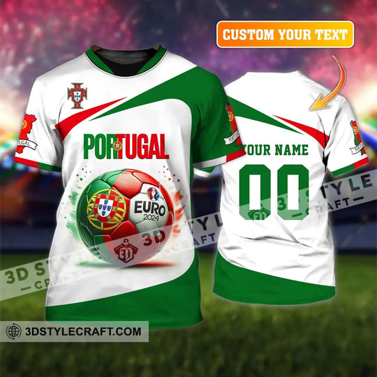 Unisex Shirt, Custom Name and Number Portugal Football Shirt, Euro 2024 Portugal Football Polo Long Sleeve Shirt style option 1