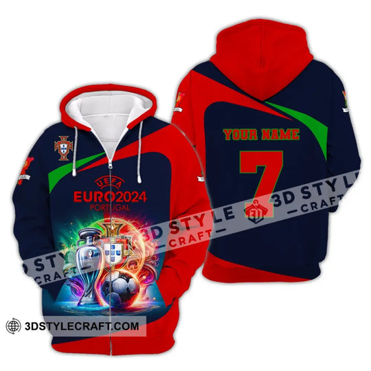 Unisex Shirt, Custom Name and Number Portugal Football Shirt, Euro 2024 Portugal Football Polo Long Sleeve Shirt style option 4