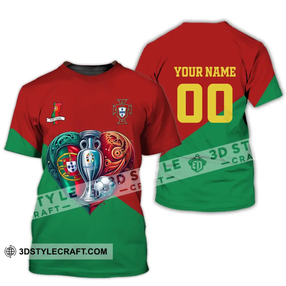 Unisex Shirt Custom Name And Number Portugal Football Polo Euro 2024 Hoodie Long Sleeve T-Shirt / S