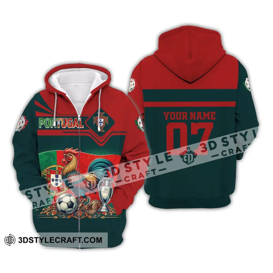 Unisex Shirt, Custom Name and Number Portugal Football Polo Shirt, Euro 2024 Portugal Football Hoodie Long Sleeve style option 3