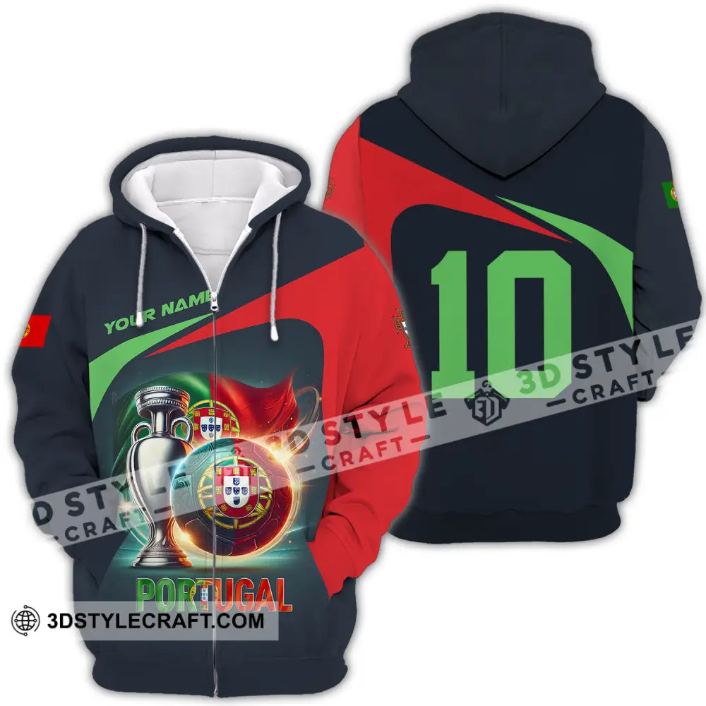 Unisex Shirt - Custom Name And Number Portugal Lover Zipper Hoodie / S T-Shirt