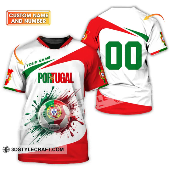 Unisex Shirt - Custom Name And Number Shirt, Portugal National Team Ball Logo style option 1