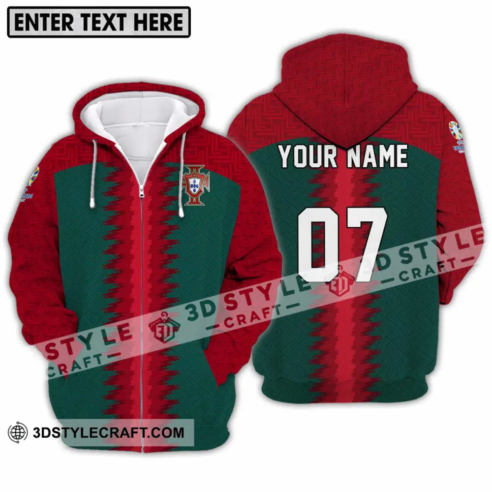 Unisex Shirt - Custom Name And Number Portugal Team Zipper Hoodie / S T-Shirt