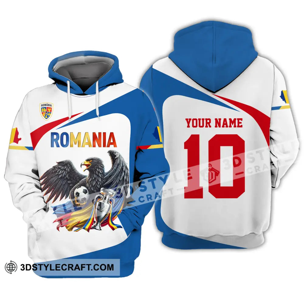 Unisex Shirt - Custom Name And Number Romania Eagle National Team Euro 2024 Cup Ball Hoodie / S