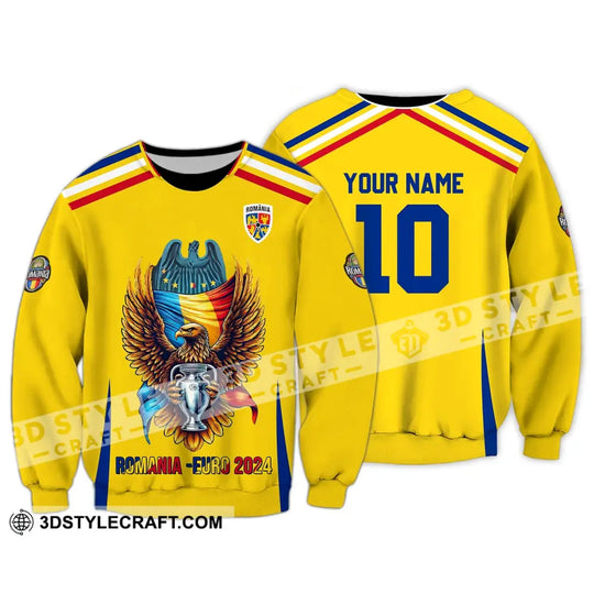 Unisex Shirt - Custom Name And Number Shirt, Romania - Euro 2024 style option 4