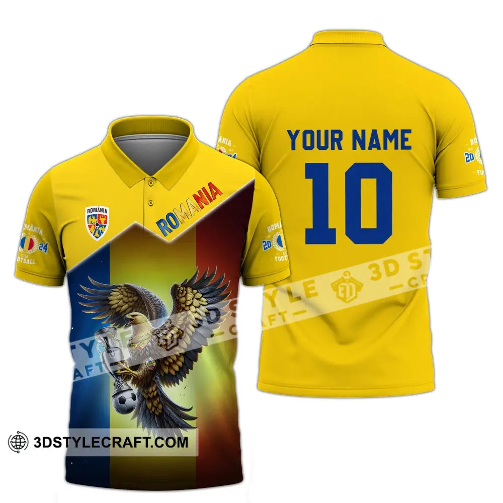 Unisex Shirt - Custom Name And Number Romania Euro 2024 Team Polo / S T-Shirt