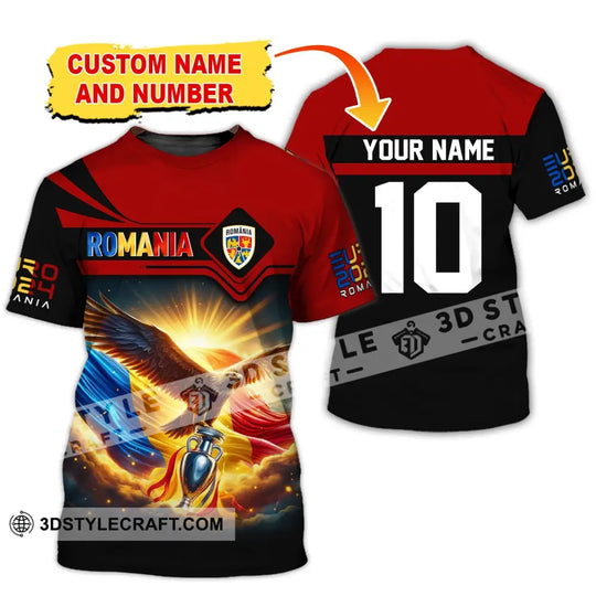 Unisex Shirt, Custom Name and Number Romania Football Polo Shirt, Euro 2024 Romania Football Hoodie Long Sleeve Shirt style option 1