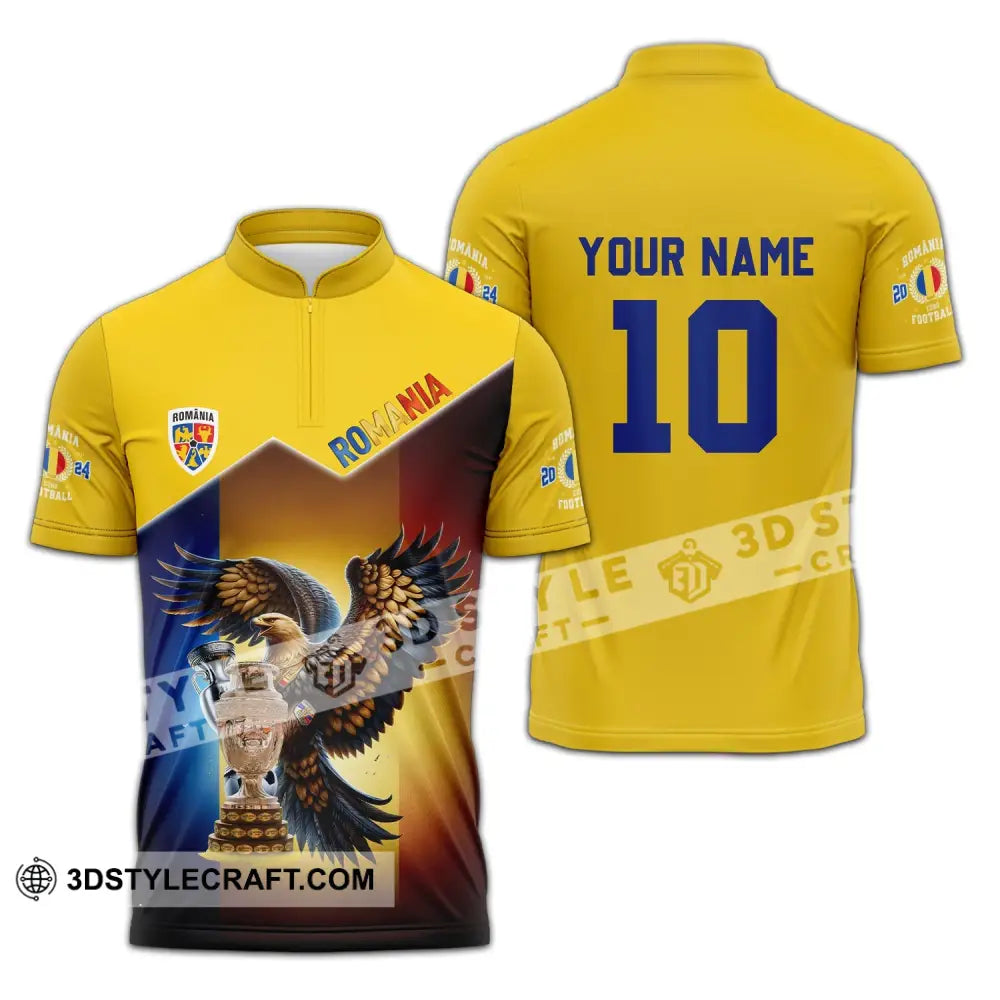 Unisex Shirt - Custom Name And Number Romania National Team Lover Zipper Polo / S T-Shirt